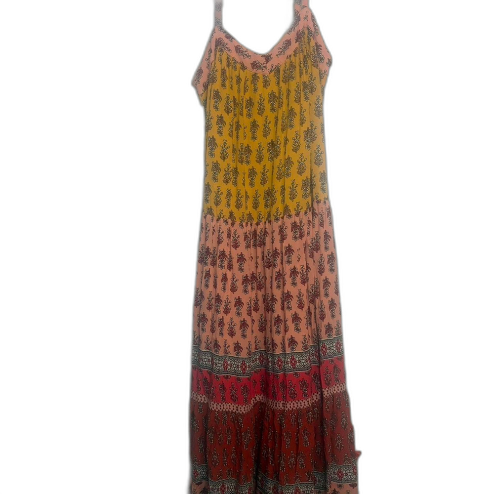 Women's Multi Pattern Drop Waist Multicolor Flower Print Maxi Dress